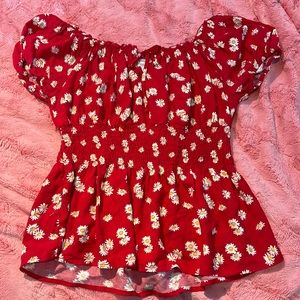 Red sunflower blouse